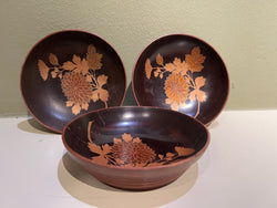 Set of 3 Lacquerware (urushi) small bowls