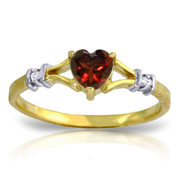 Garnet and Diamond Ring 14k Gold, Size 6.5