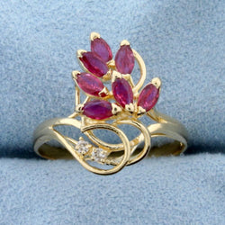 Ruby with diamonds, gold