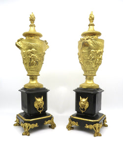 Pair of Antique Bronze Chenets