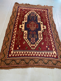 red and blue rug
