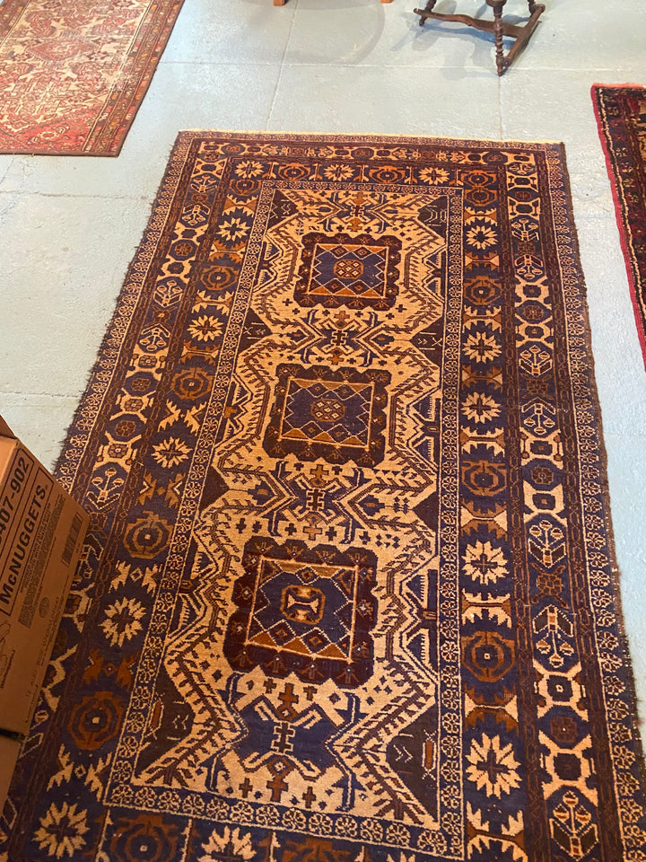 Brown and blue rug