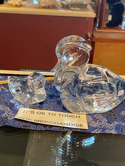 Glass duck and duckling