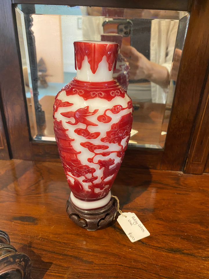 ruby glass vase, peking