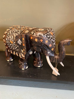Wood carved and decorated Indian elephant
